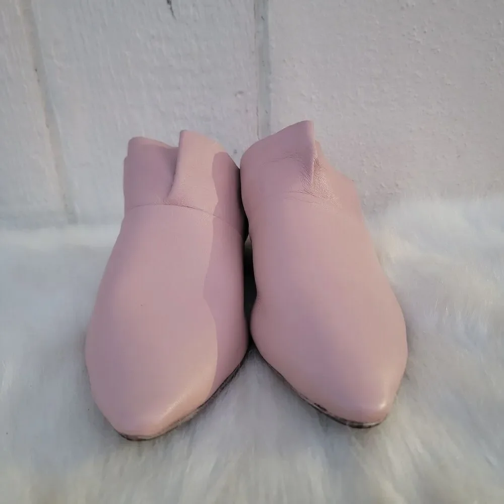 Free People Sienna Ruffle Slip On Pink Leather Pointed Toe Womens Mules 41 US 10